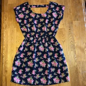 Navy and Pink Dress with Pockets